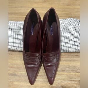 Ralph Lauren purple label oxblood loafer heel.